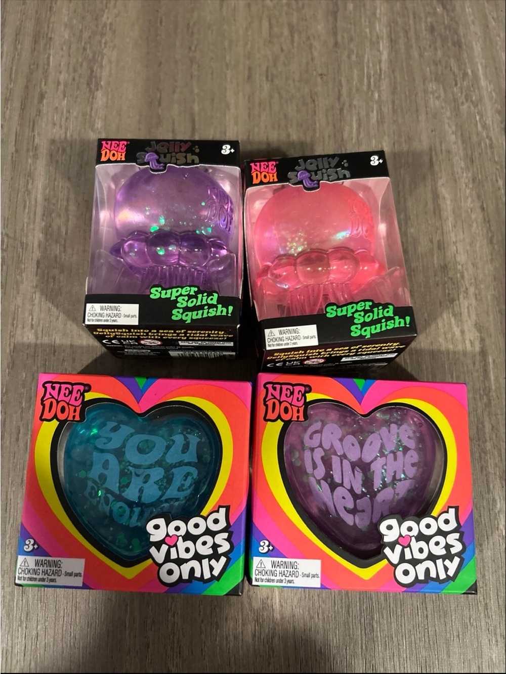 Good Vibes Only Squishy Set — Purple, Pink, Teal JELLYFISH AND HEARTS